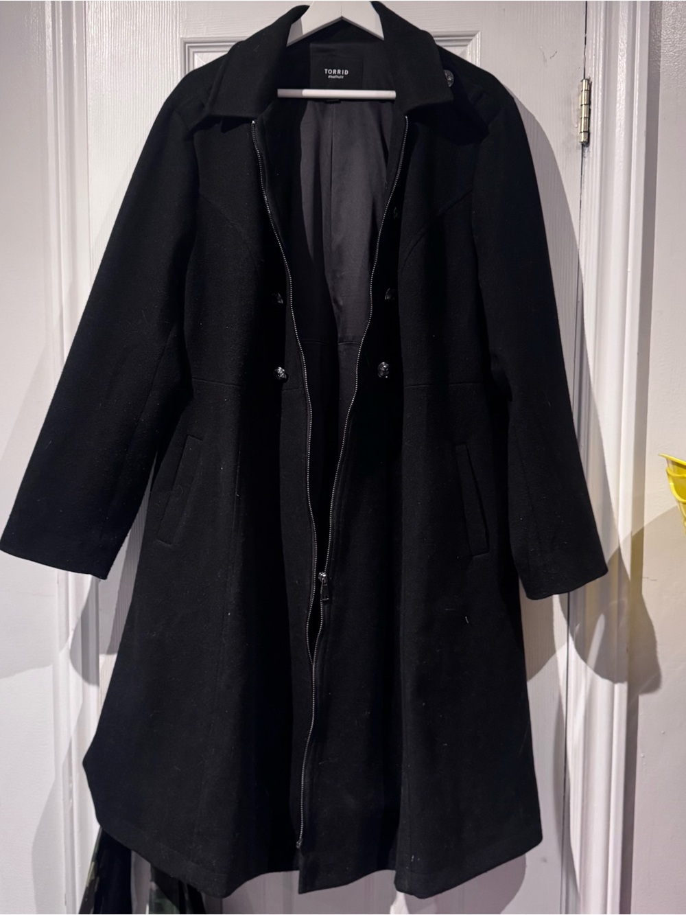 torrid Black Long Trench Coat with Zip & Button Front